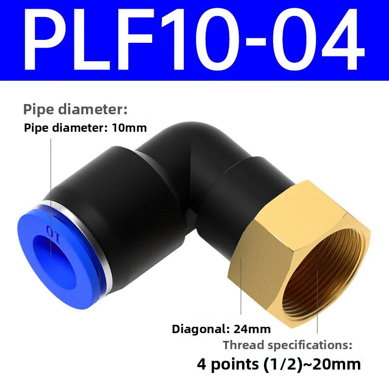 1pcs PLF Pneumatic Fittings Female Thread 1/8 1/4 3/8 1/2 Hose OD 4/6/8/10/12mm Air Elbow Connector Tube Push In Fittings Quake PLF10-04 1 Pcs