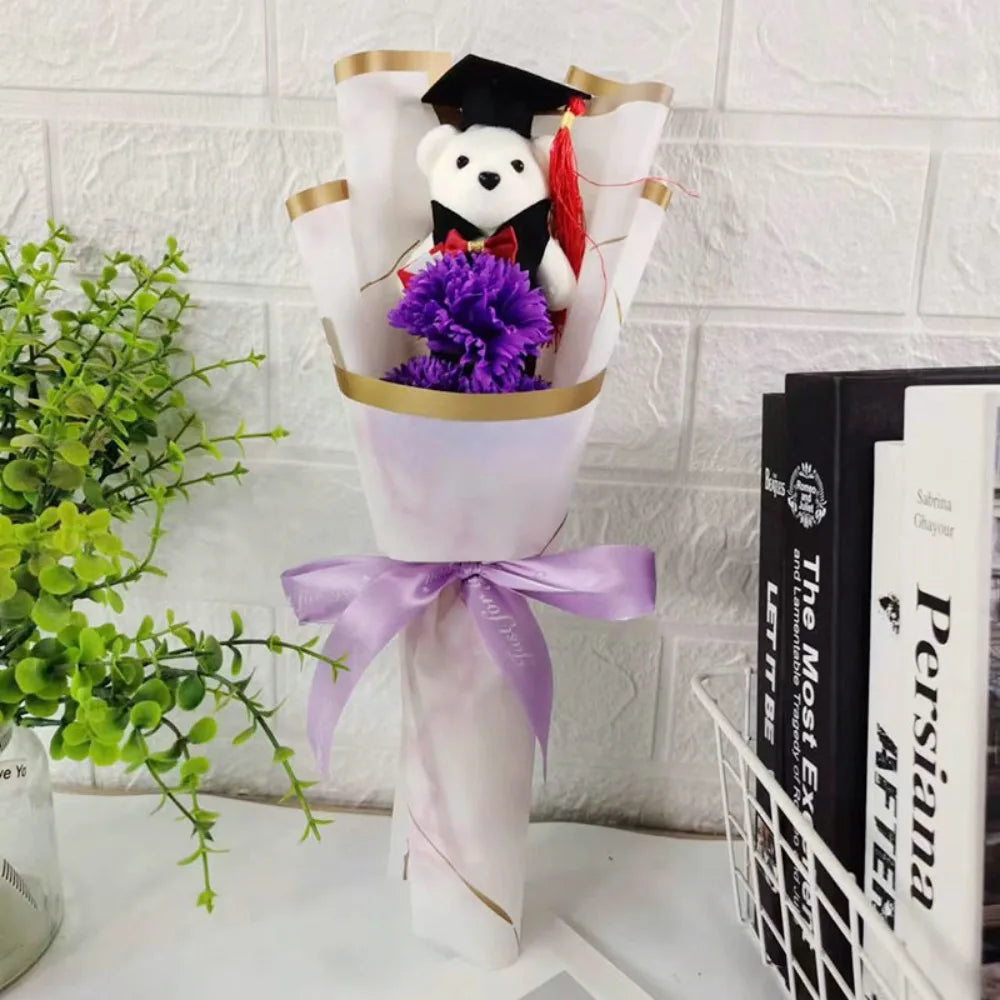 Sunflower Bear Bouquet Rose Plush Toy Sunflower Soap Flower Bouquet Decoration Graduation Gift Cartoon Lovely Bear Quake F