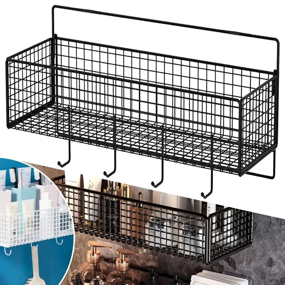 1Pcs Suspension Type Bathroom Storage Grid Shelf Wall Mount Kitchen Bathroom Accessories Bathroom Organizer Quake