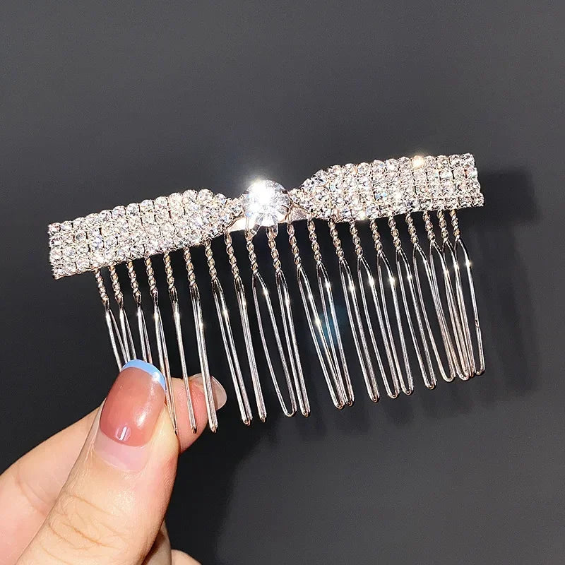 Women Rhinestone Pearl Comb Clip Hair Accessories Bangs Clip Back Head Headdress Broken Hair Finishing Tools Hair Clip Hairpins Quake NO.11
