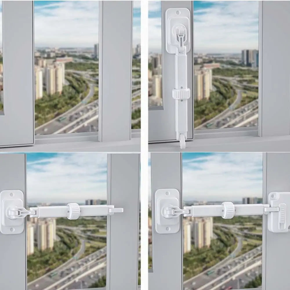 Multifunction ABS Window Lock No Punching Anti-theft Window Restrictor Adjustable Safety Buckle Window Stopper Home Quake