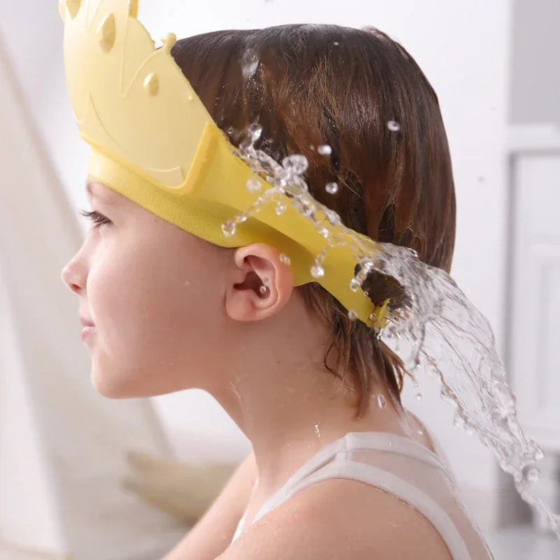 Baby Adjustable Ear Protection Waterproof Size Shampoo Cap Crown Baby Shower Cap Children Cartoon Bath Visor Infant Hair Shield Quake