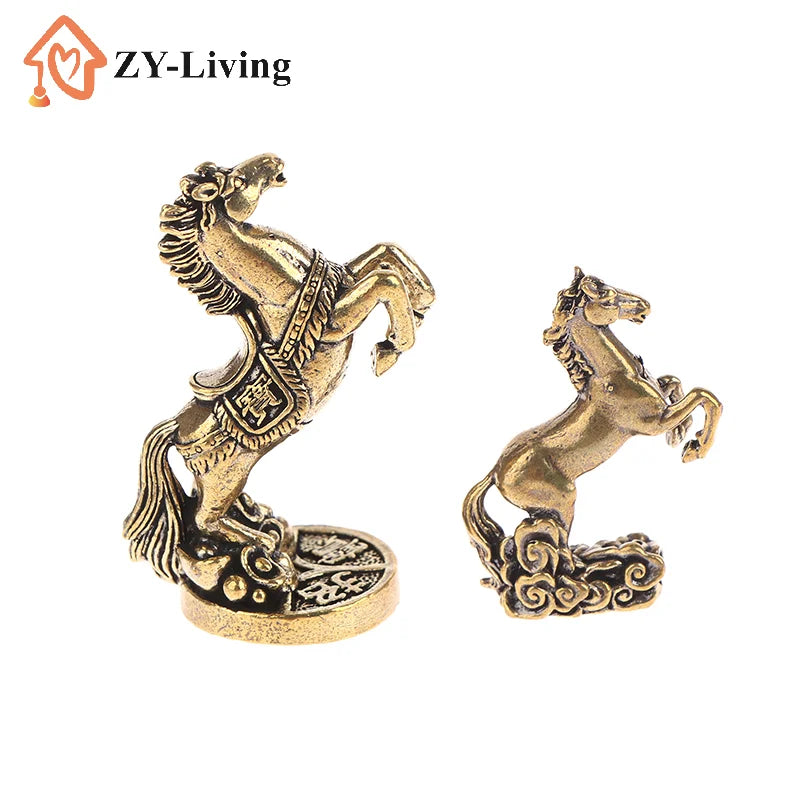 1Pc Bronze Horse Statue Chinese Zodiac Sculpture Metal Craft Living Room Tea Table Desktop Home Decor Quake