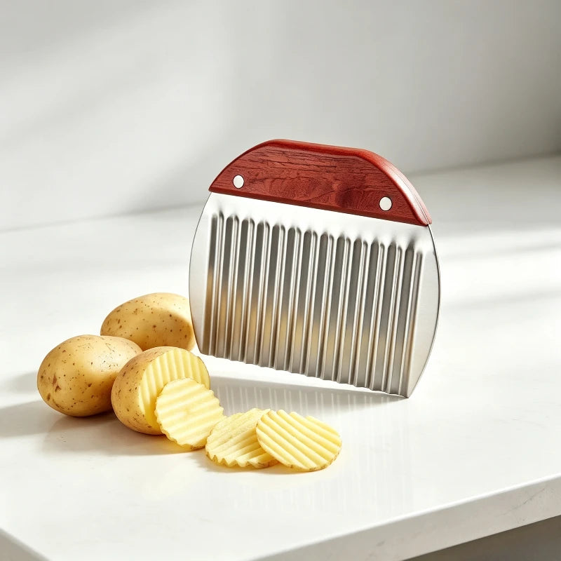 Stainless Steel Wavy Potato Cutter Home Kitchen Crinkle Slicer for Cucumber Sweet Potato Veggie Cutting Wavy Potato Cutter Quake