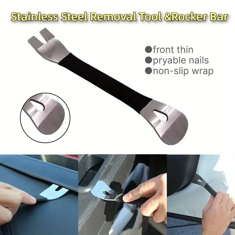 vvocci Stainless Steel Car Audio Panel Removal Tool – Pry Clip & Rocker Bar for Interior Trim Disassembly Quake