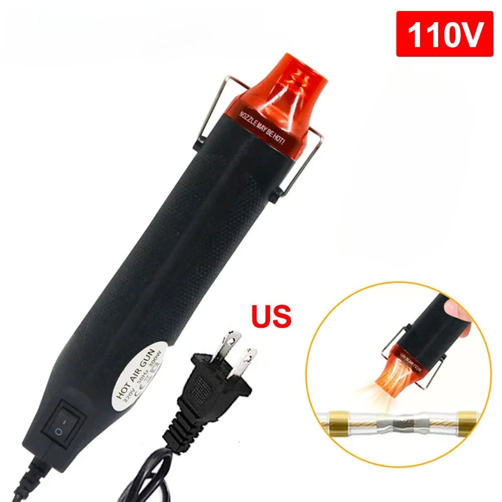 DIY Mini Hot Air Gun Hot Air Welding Station Car Cling Film Welding Temperature Air Gun Electric Blower Shrink Tube 220V Quake US-Plug 110V