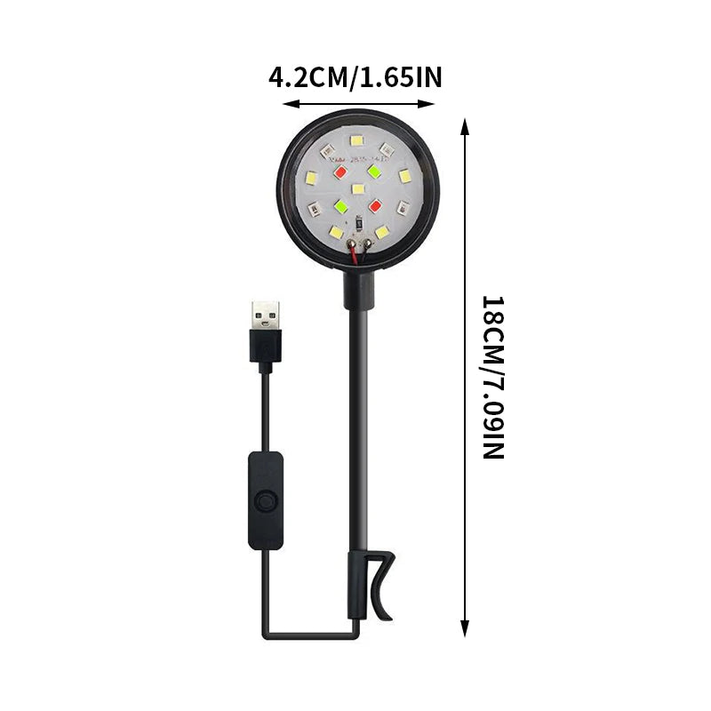 Aquarium Light With Adapter LED Clip On Fish Tank Light, Small Full Spectrum USB Light 360° Rotation Lighting Quake