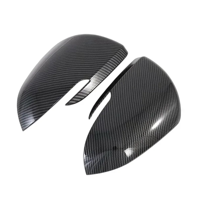 For Kia Seltos 2019-2023 Car Sticker Rearview Side Mirror Cover Wing Cap Exterior Door Rear View Case Trim Carbon Fiber Look Quake Without Horn Carbon
