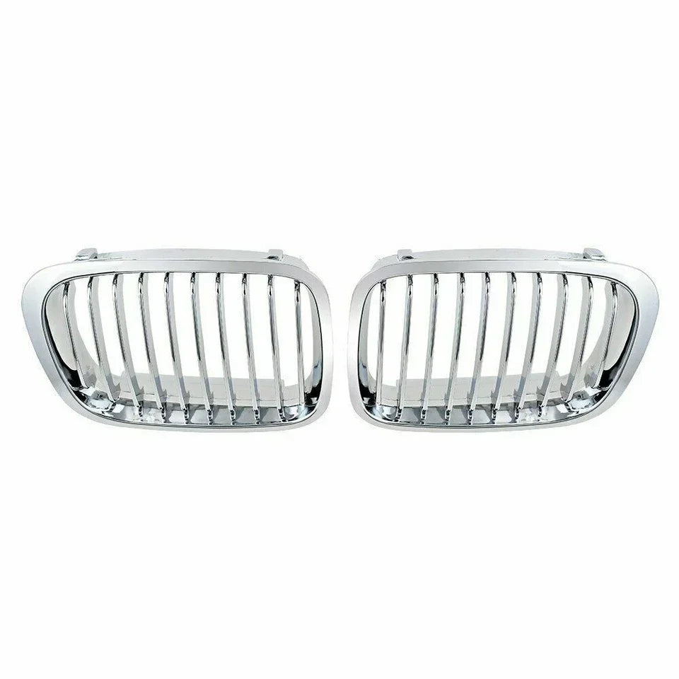 For BMW 3 Series E46 4 Doors 1998-2001 2x Car Grille Front Kidney Grill Single Line Style 51138208489 51138208490 Decoration Quake Silver