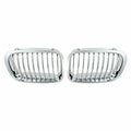 For BMW 3 Series E46 4 Doors 1998-2001 2x Car Grille Front Kidney Grill Single Line Style 51138208489 51138208490 Decoration Quake Silver