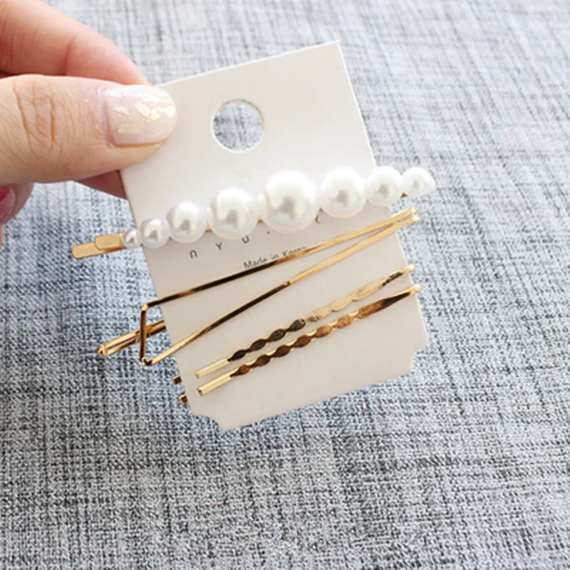 1/2/3/4Pcs/Set Women Pearl Metal Hair Clips Barrette Hairpin Hair Styling Accessories Tools Headdress New Arrival INS Hot Sale Quake NO.5