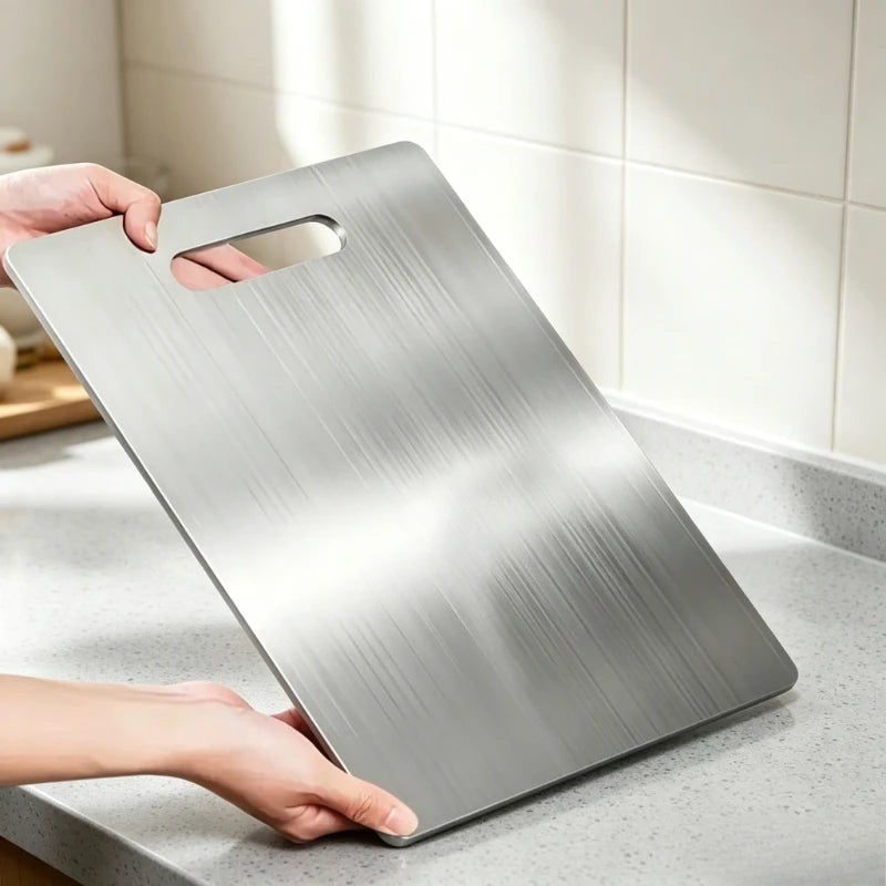 Double Sided Stainless Steel Chopping Board Kitchen Cutting Board,Thickened Dough and Food Prep Board Household Quake