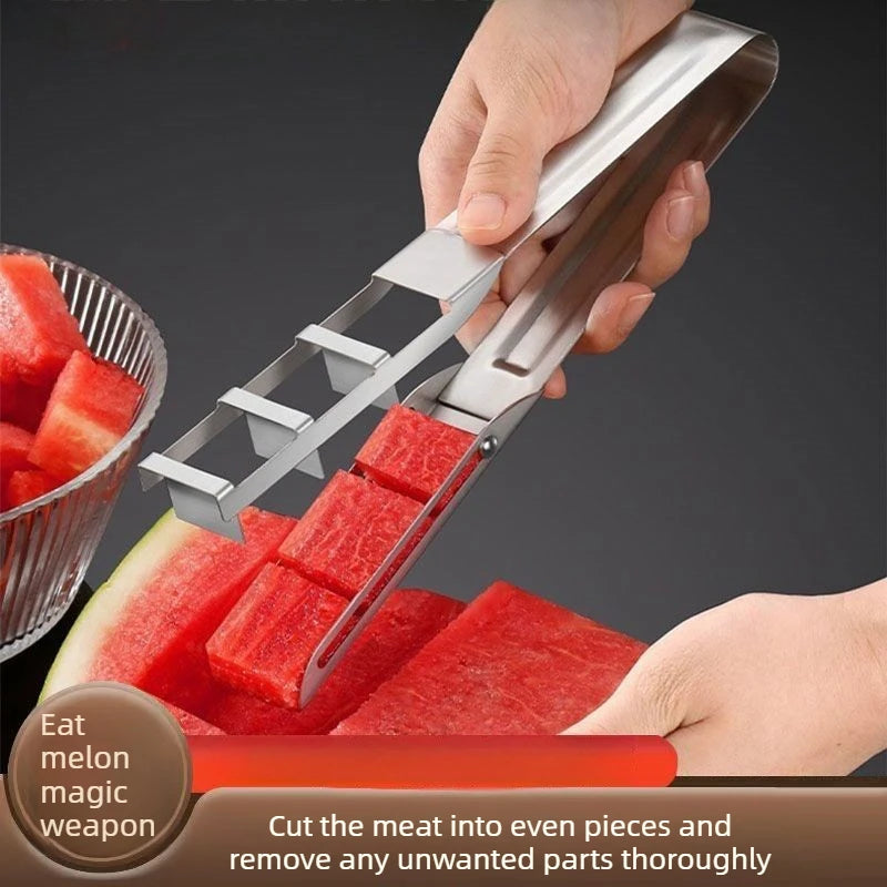 Multifunctional Stainless Steel Watermelon Slicer Quick Fruit Cutter Melon Divider, Kitchen Gadget for Home Use Quake
