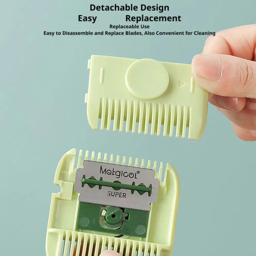 Manual Hair Trimmer Comb for Bangs Fringe Thinning Split Ends Remover Portable Haircut Tool for Kids Adults with Scale Case Quake
