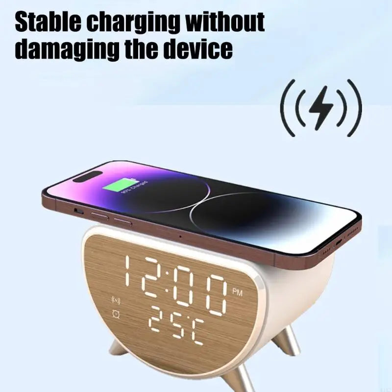 Desktop Wireless Charging Alarm Clock with LED Screen, Alarm Function and Temperature Reading for Daily K1KF Quake