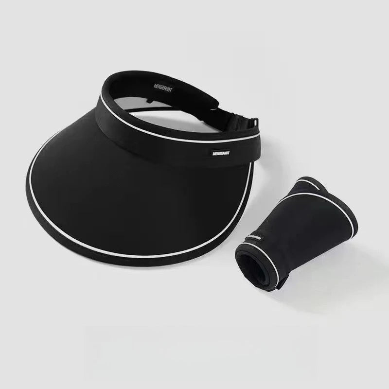 Summer Wide Brim Empty Top Sun Hat Foldable UV Protection Visor for Women Travel Beach UV Protection From The Sun Quake Black 1pc