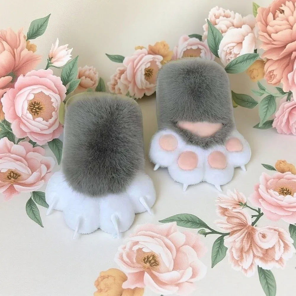 1Pc New Plush Cosplay Cat Paw Glove Thicken Cartoon Cat Claw Mittens Squeaking Animal Cosplay Glove Props Quake