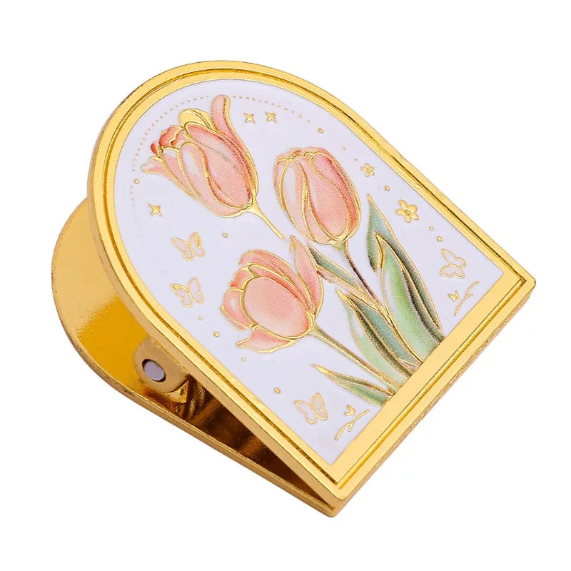 European style gold border flower bookmark holder vintage painted flower hand book decoration holder cultural and creative gift Quake