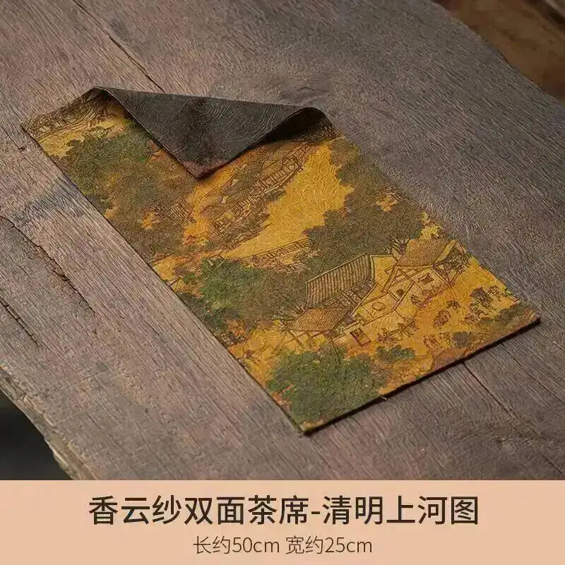 Gauze Double-sided Dry Tea Mat Teapot Mat Chinese Zen Table Flag Tablecloth Tea Mat Tea Ceremony Quake Qingming Festival