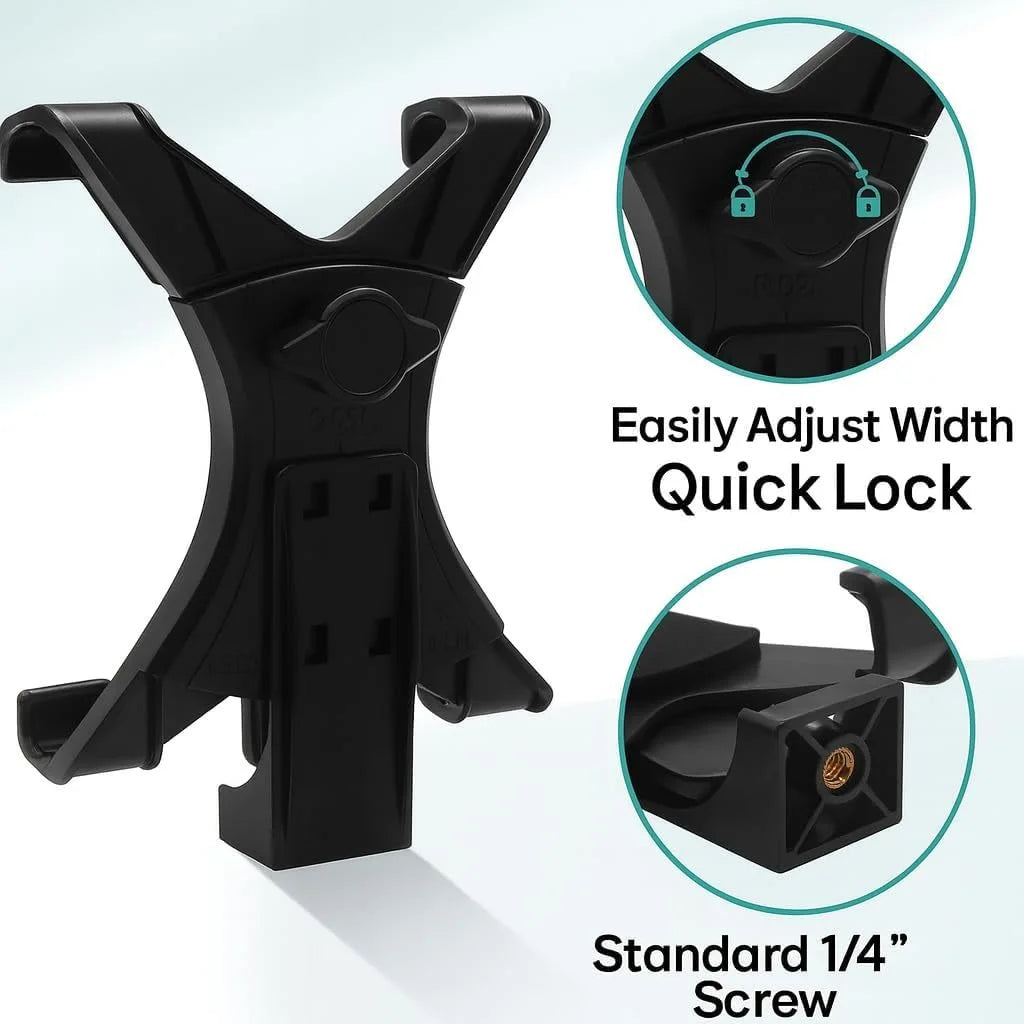 Universal Tablet Stand Adapter with Vientiane Gimbal for Tripod/Single Leg Stand Compatible with iPad/Air/Mini and Most Tablets Quake