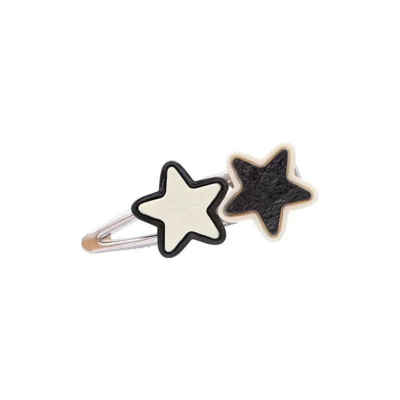 Cute Star Black White Hair Clips Sweet Cool Y2K Hair Clip Girls Forehead Broken Side Clip Makeup Hair Accessories Headdress Clip Quake