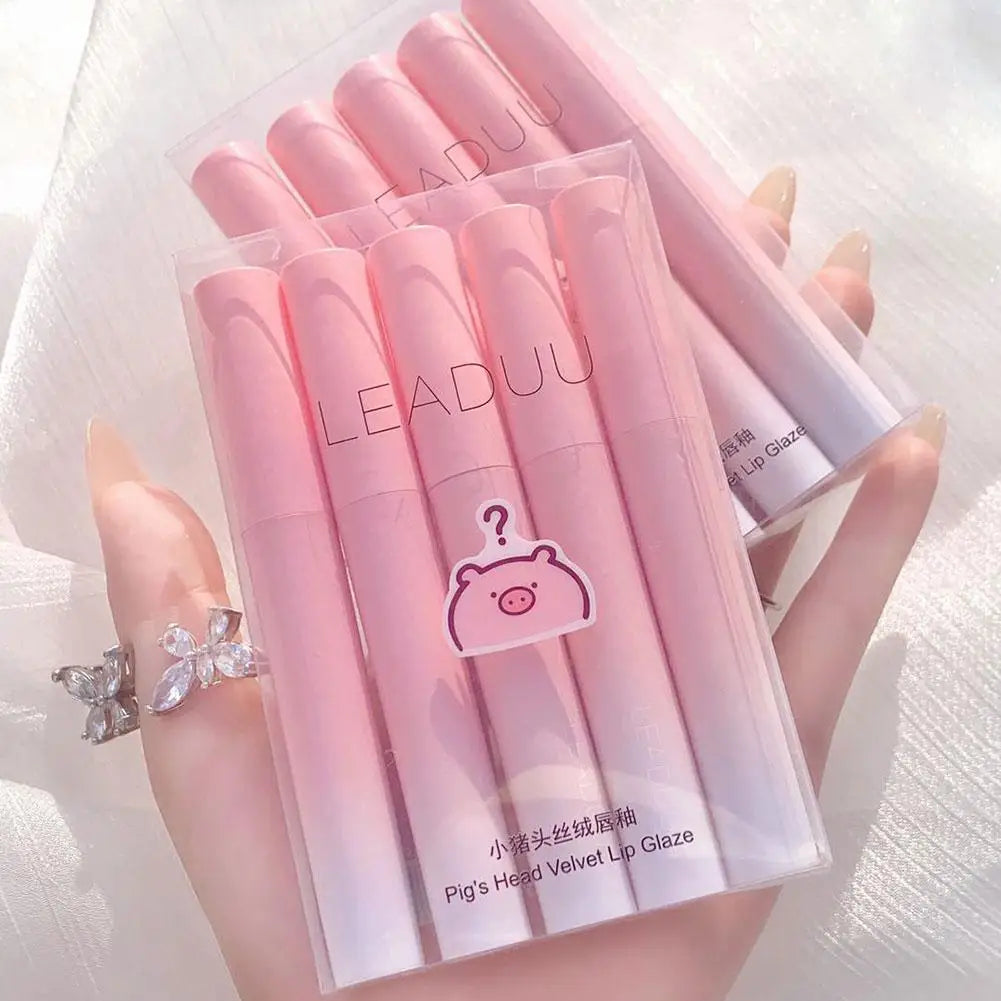 5 Colors/kits Matte Lipstick Set Long Lasting Waterproof Non-Stick Cup Lip Glaze Not Easy To Fade Cute Lip Tint Cosmetic Makeup Quake