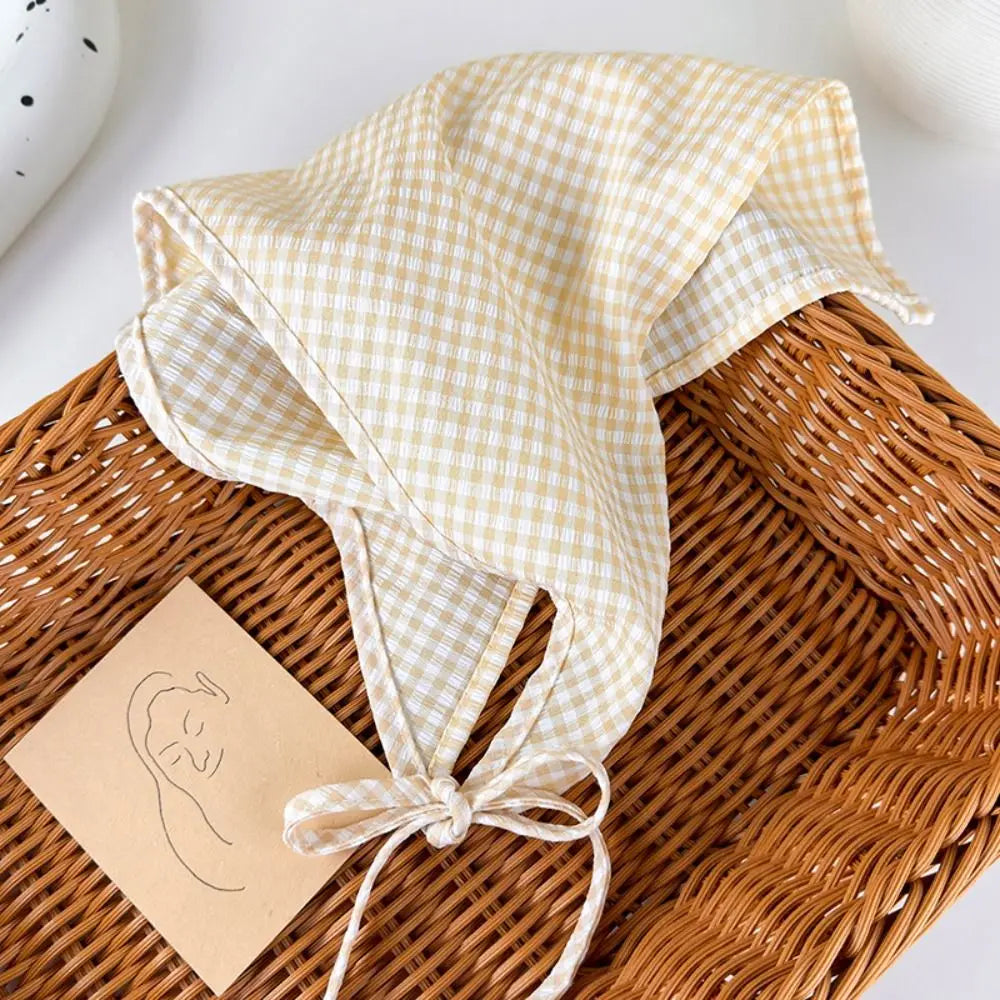 New Pastoral Style Bandana Headband Women's Triangle Headscarf Hair Bands Spring Summer Girl Fashion Decoration Ties Hair Scarf Quake yellow