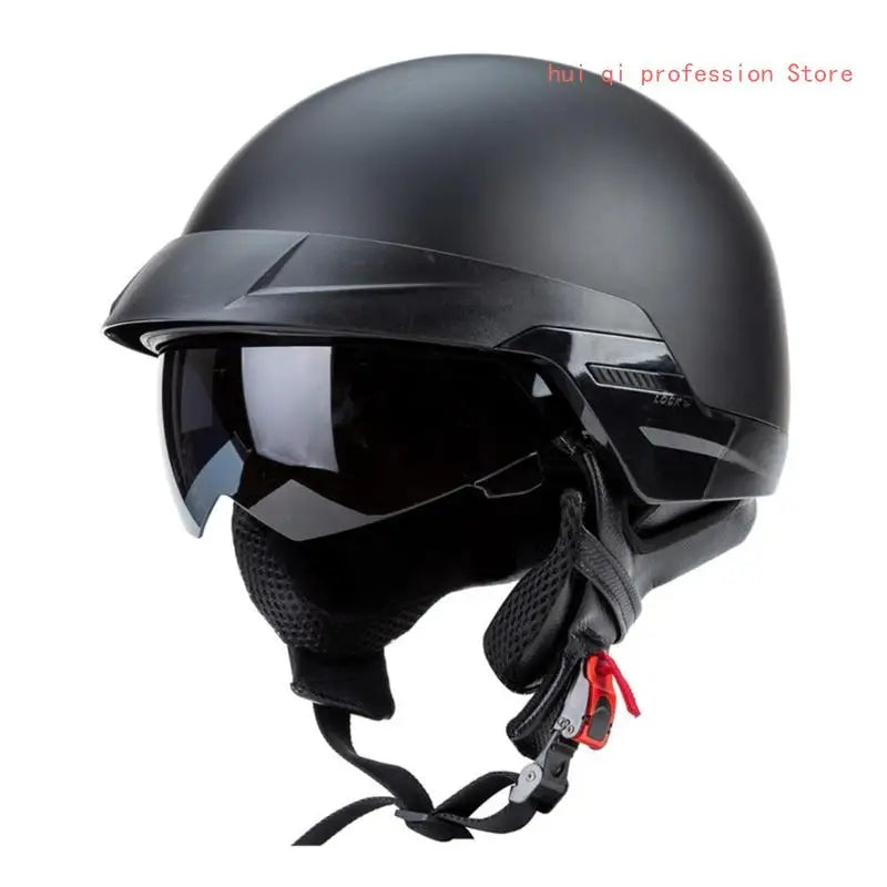 Vintage Motorcycles Helmet Men and Womens Adults Open-Face Motorbike Helmets with Goggles Helmet H8WE Quake DBK L