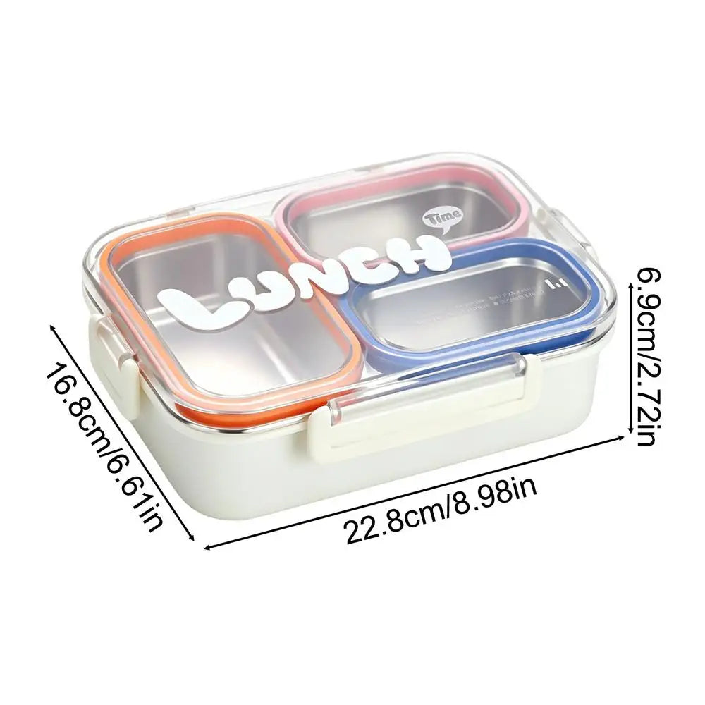 Stainless Steel Lunch Box 3 Compartment Leak Proof with Lid for Adults School Camping Spring Trip Commuting Picnic Fruits Snacks Quake A