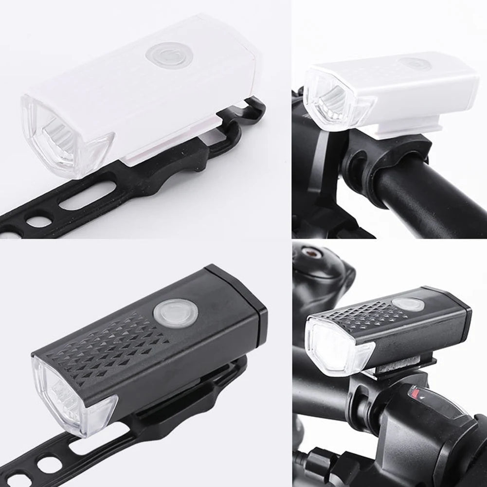 USB Rechargeable Bicycle Front Light 300 Lumens Headlight With Tail Light Set Multiple Modes 1200mAh Battery Cycling Quake