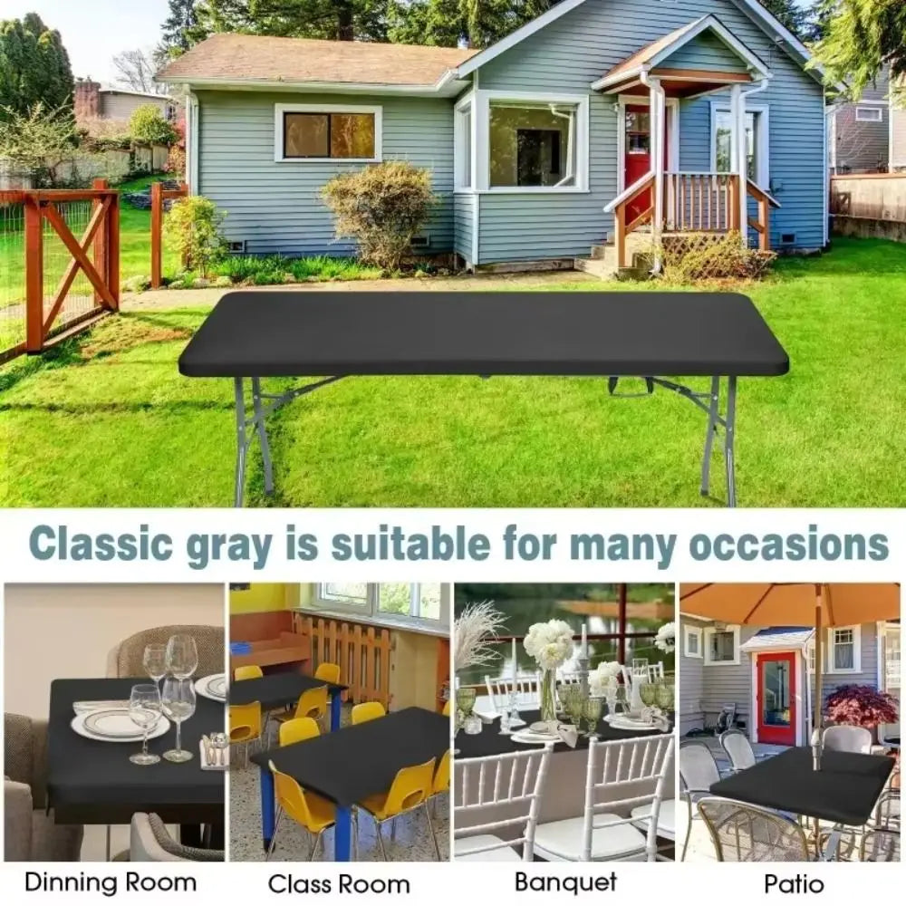 1Pcs Spandex Rectangular Tablecloth Elastic Fitted Stretch Table Cloth Universal 6FT Patio Table Cover Quake