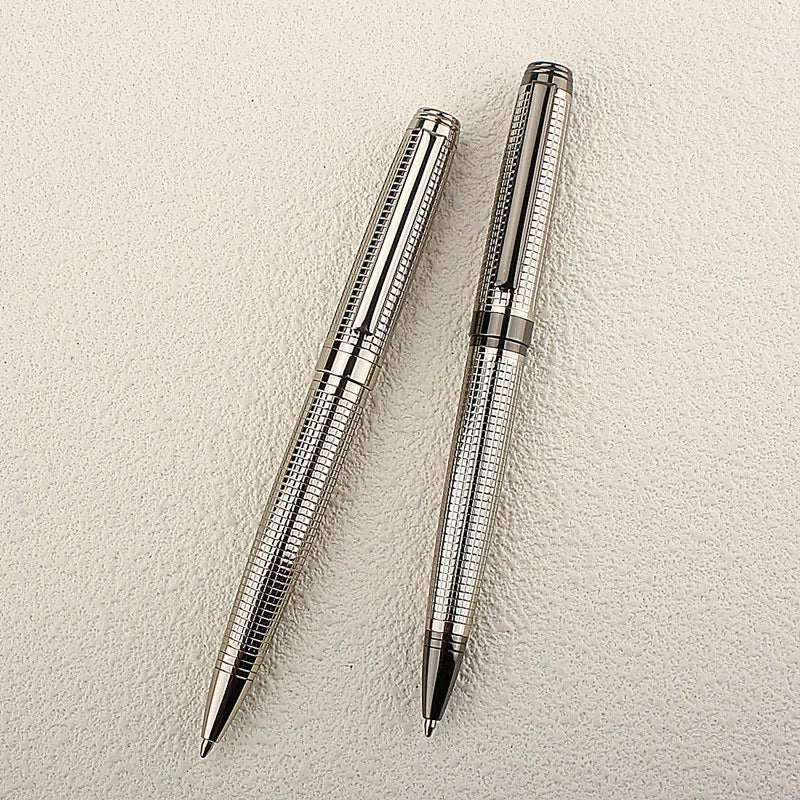 Metal Pen Stainless Steel Material Rotate Gel Pens Ink Blue Writing Ballpoint Pen Point 0.7mm for School Office Stationery Quake