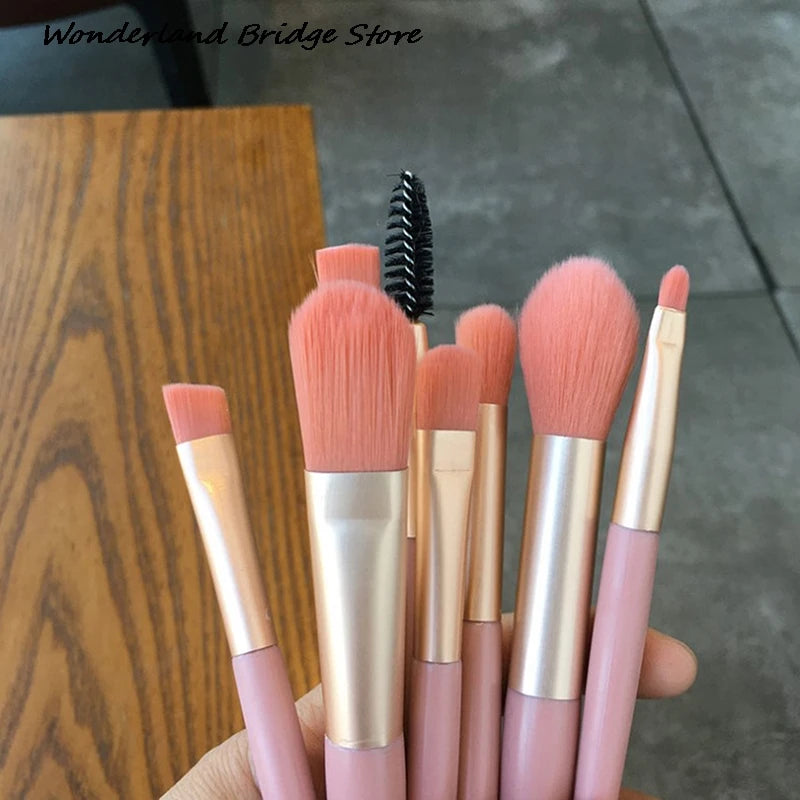 8PCS Mini Pro Makeup Brushes Matte Handle Portable Soft Hair Makeup Brush Set With Bag High Quality Makeup Tools Quake