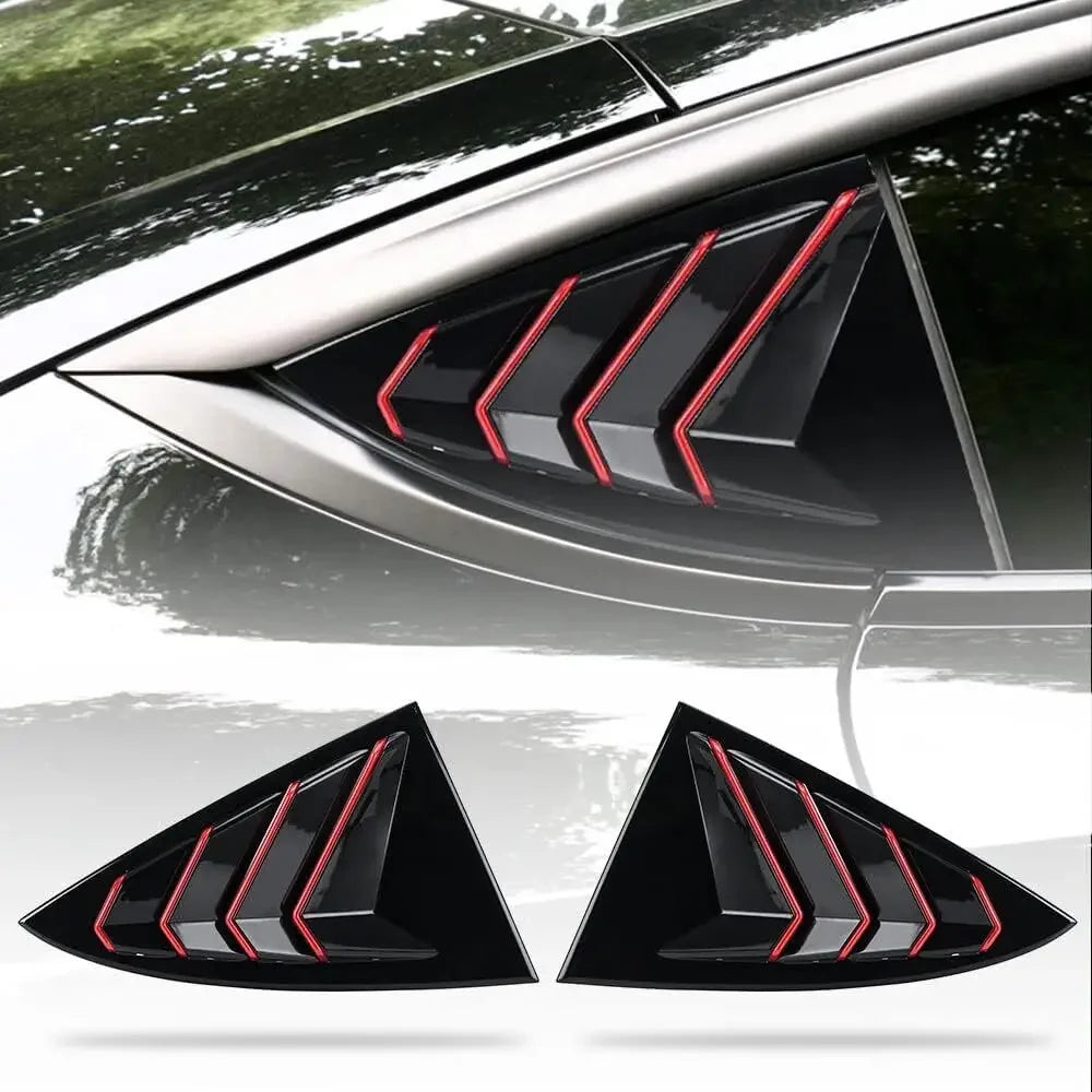 For Tesla Model 3 2017-2023 Car Rear Louver Window Side Shutter Cover Trim Sticker Vent Scoop ABS Carbon Fiber Red Accessories Quake Black Red Line A