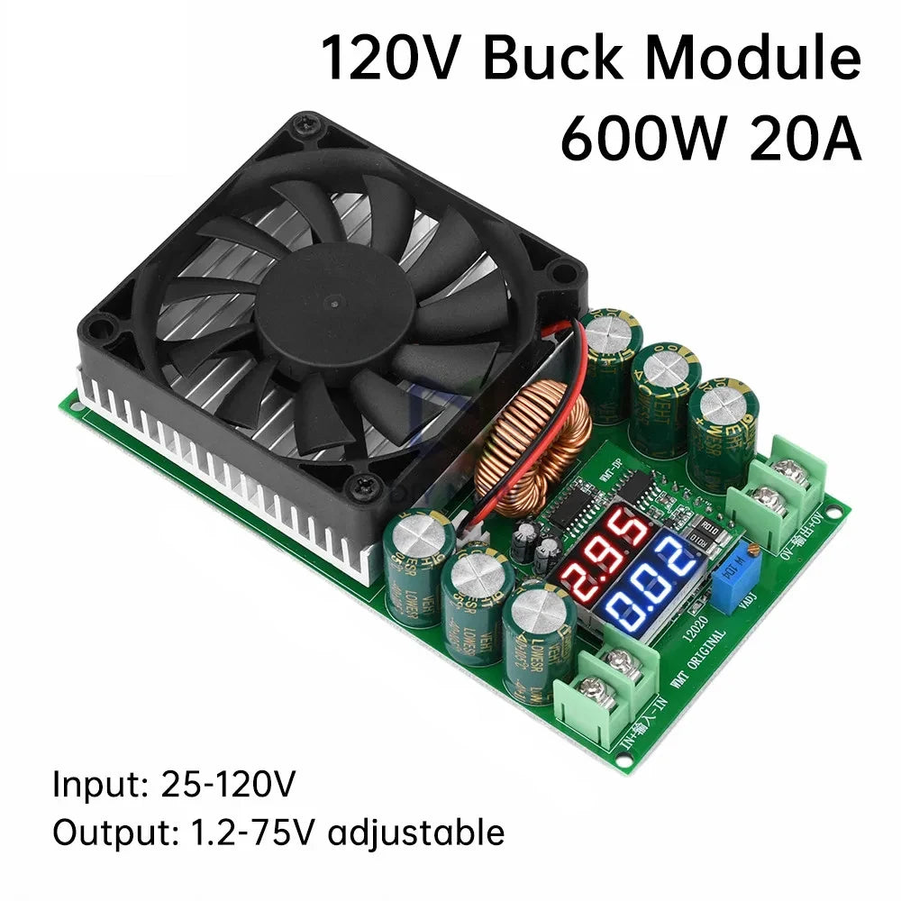 Dc-Dc 600w Adjustable Step-Down Module Step-Down Module Step-Down Board With Cooling Fan Solar Led Driver Power Supply Quake DC25-120V