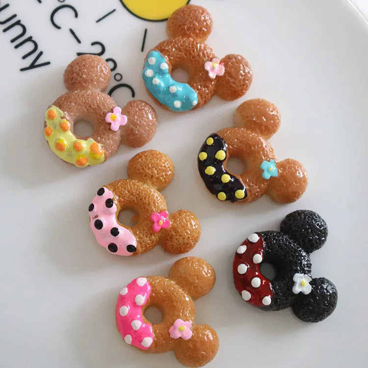 20pcs Resin Chocolate Mouse Head Doughnut Cabochon Cakes Flatback Stone Figurines Scrapbook DIY Craft Home Decor Accessories Quake