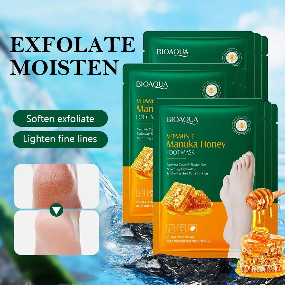 Vitamin E Foot Mask Manuka Honey Nourishing Long-lasting Moisturizing Hydrating Exfoliating Remove Dead Skin Foot Skin Care Quake