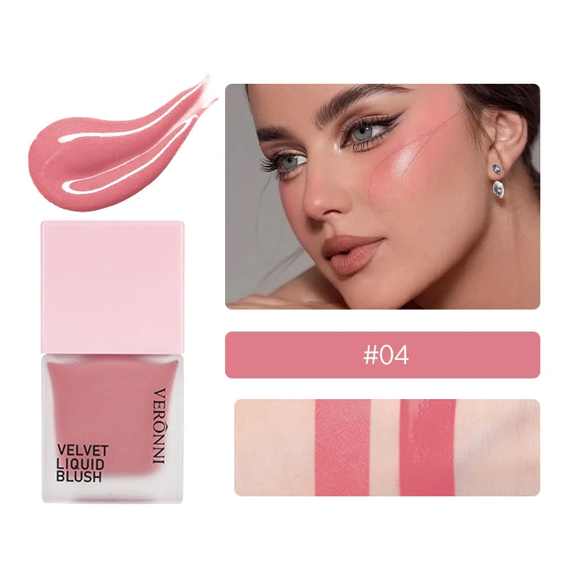4 Color Liquid Blush 5ml Long-Lasting & Blendable Vegan Cheek TintNatural Flush to Bold Glow | Dewy & Matte Finish Face Makeup Quake 04