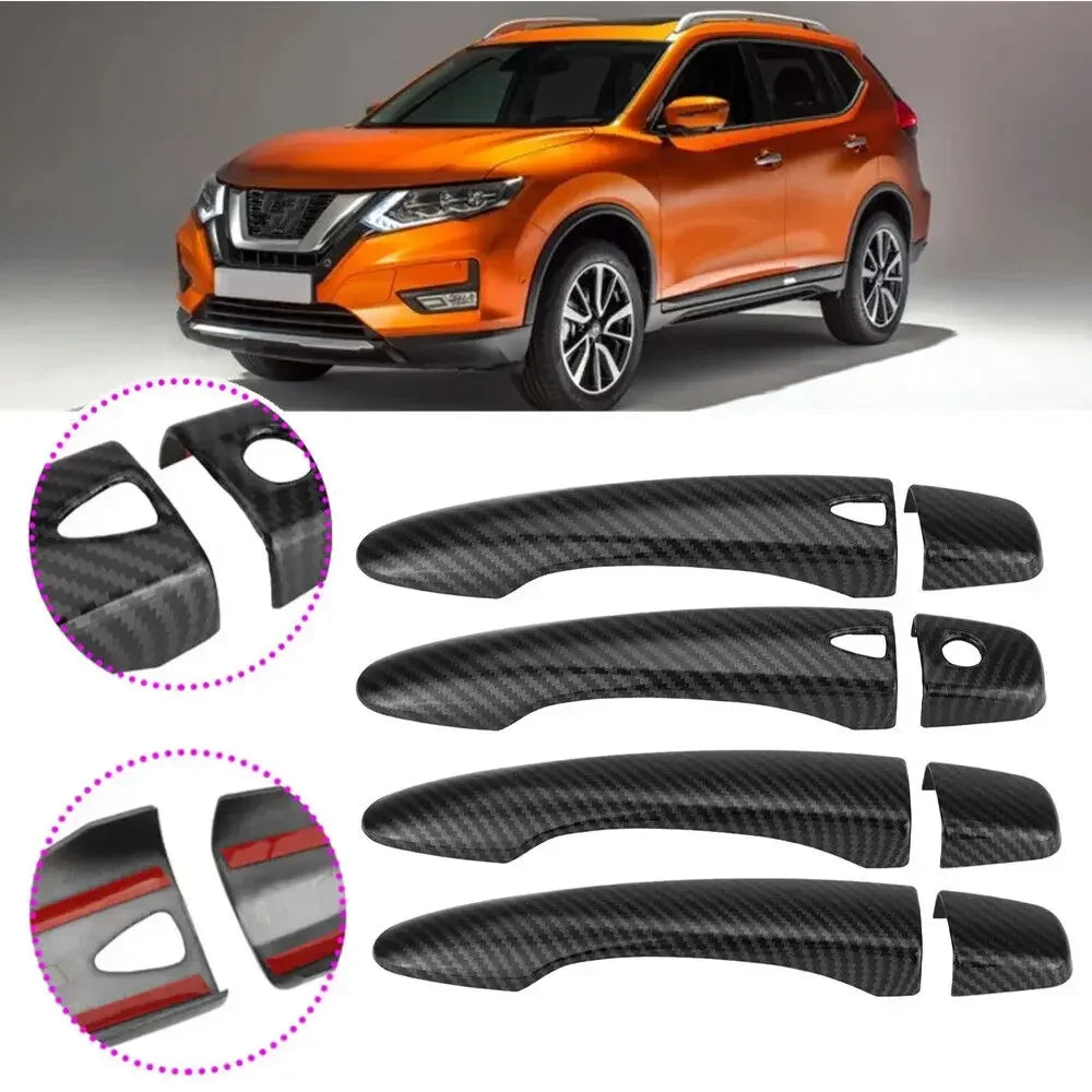 For Nissan Qashqai 2016-2019 Rogue X-Trail 2014-2017 Kicks Car Carbon Fiber Exterior Door Handle Moulding Cover Trim Sticker Quake