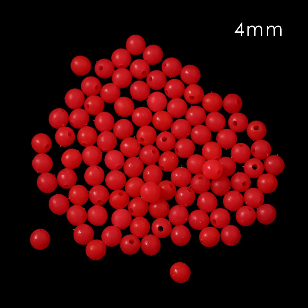 100pc/bag Fishing Floats Beads Luminous Light Glowing Balls For Night Fishing Quake red-4mm