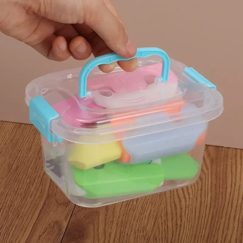 Small Plastic Storage Box with Lid Portable Transparent Blue Box Kids Toys Student Stationery Container Cosmetics Sorting Box Quake