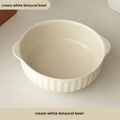 One Double-Ear Ceramic Bowl, Oven, Microwave and Dishwasher Safe. Tableware & Kitchen Utensils for Salad, Pasta Quake cream white