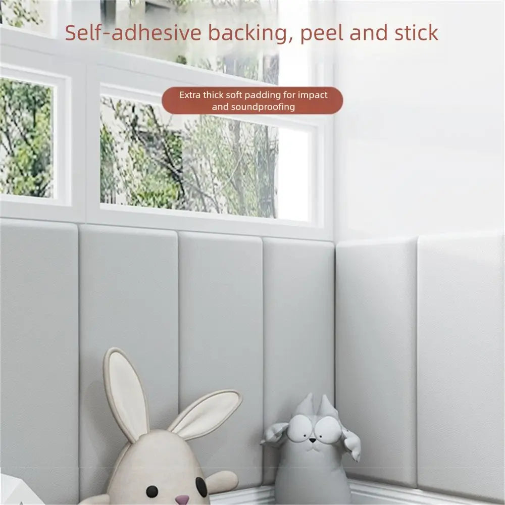 2pcs Self Adhesive 3D Wall Sticker Soft Bag Design Leather Soft Wall Panels 10mm Thick Anti-collision Headboard Protection Quake