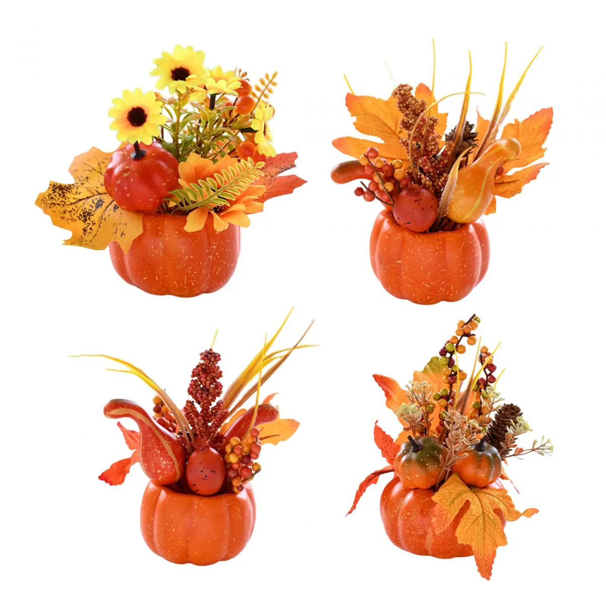 Pumpkin with Flowers Thanksgiving Decoration Fall Pumpkin Centerpiece Halloween Pumpkin Decor Quake