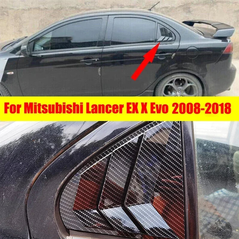 For Mitsubishi Lancer EX X EVO 2008-2018 Rear Window Side Vent Shutter Louver Cover Trim Car Accessories Auto Parts Carbon Fiber Quake