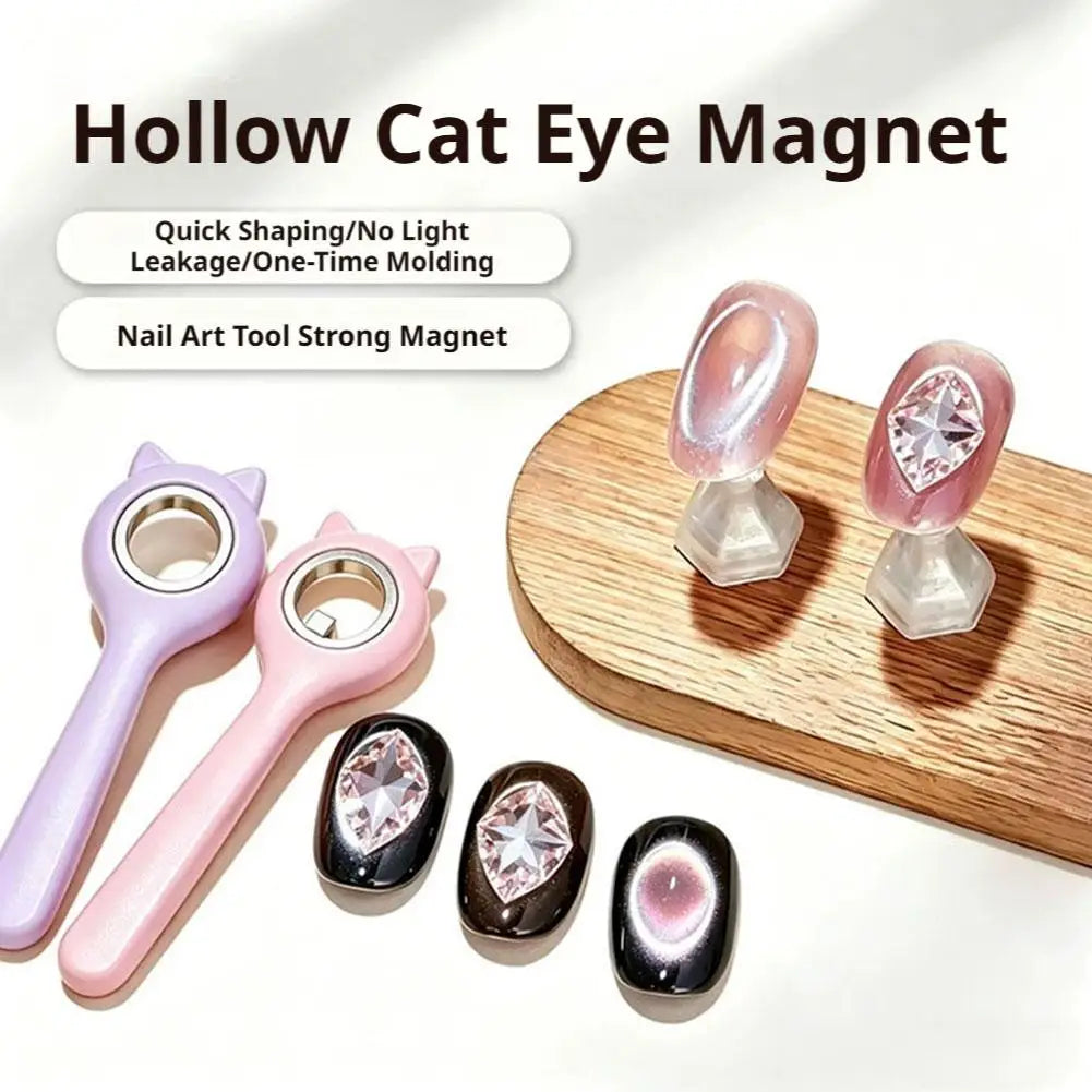 Cute Ring-shaped Cat Eye Magnet for Nails,Portable Hollow Circular Cat Eye,2-in-1 Circle Y Shape Nail Magnet Tool For Home DIY Quake