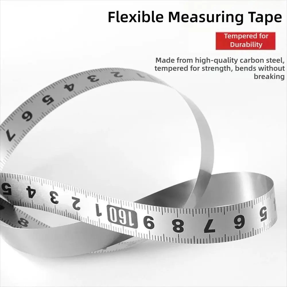 Durable Self-Adhesive Measuring Tape 12MM Width Stainless Steel Workbench Ruler 1/2/3 meters Adhesive Backed Tape Ruler Quake