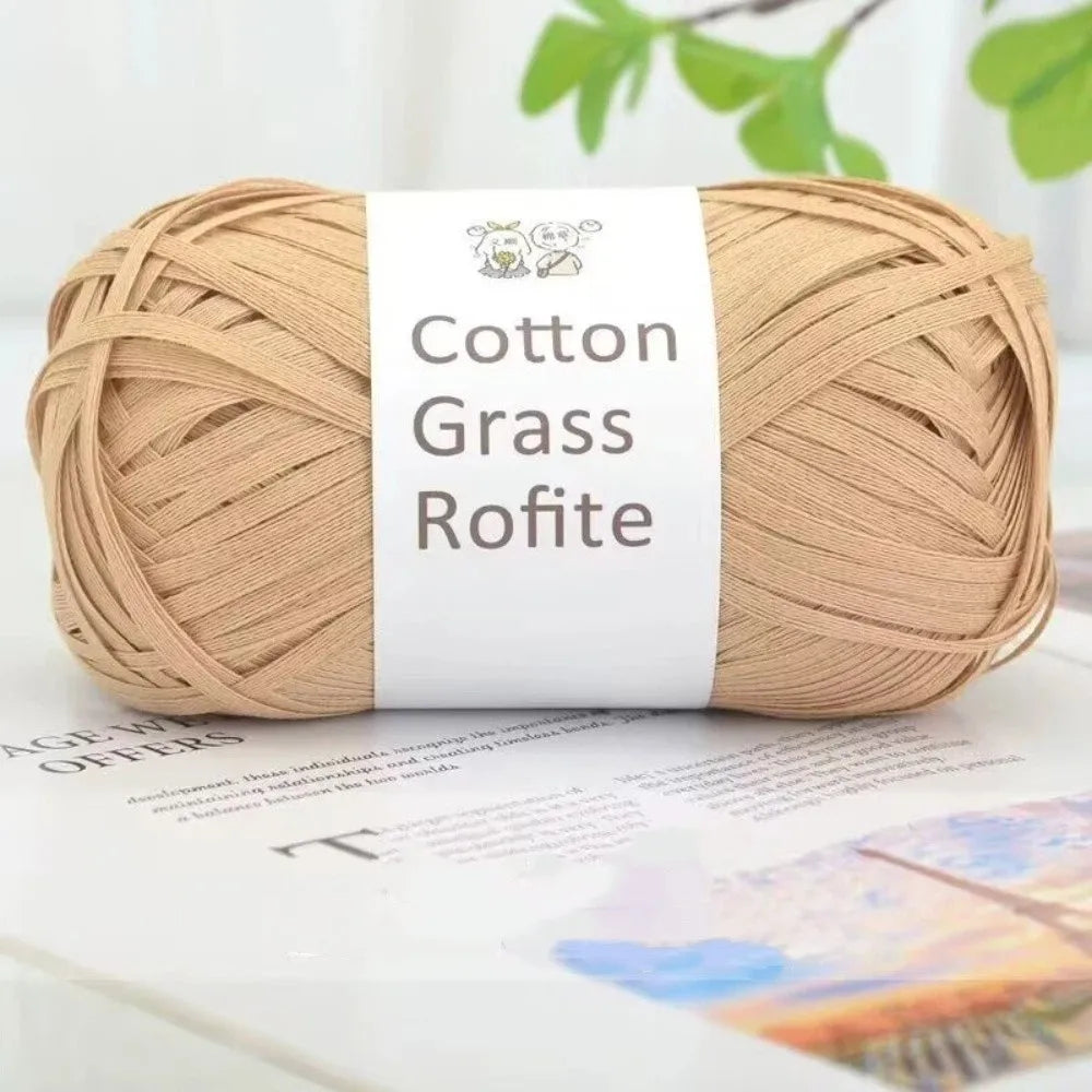 New Multicolour Rafia Yarn DIY Hand-Knitted Crocheting Paper Threads Gift Wrapping Rope Knitting Quake Khaki