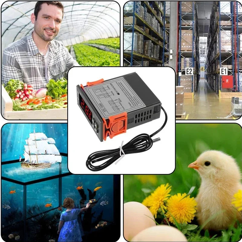 STC-1000 Digital LED Temperature Controller Heating Cooling Centigrade Thermostat 2 Relays Output with NTC Sensor Probe 12v 24v Quake
