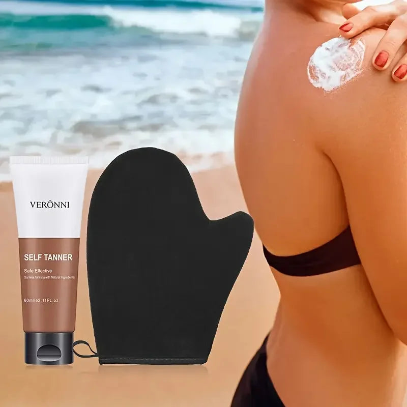 VERONNI Natural Body Tanning Cream Set with Application Glove - Quick Dry, Streak Free,Natural Tanning Lotion Body Care Products Quake Default Title